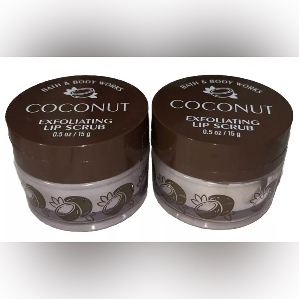 2x Bath & Body Works Coconut Exfoliating Lip Scrub Set New Sealed plus a free